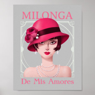 Art Deco Milonga De Mis Amores Tango Flapper Poster