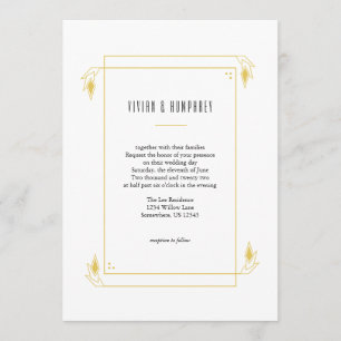 Art-Déco-Minimal Goldene Hochzeit Einladung