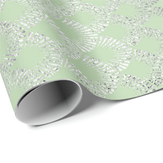 Art Deco Mint Green Silver Scales Vip Geschenkpapier (Rolleneckpunkt)