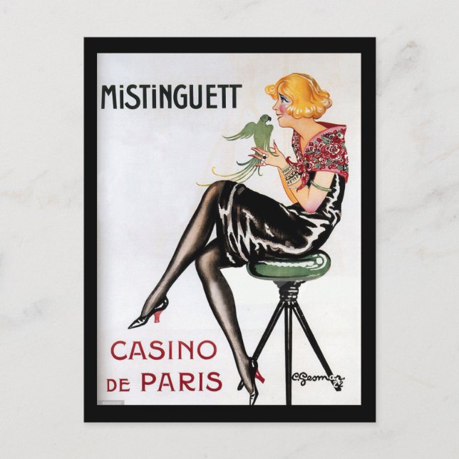 Art Deco, Mistinguett, Paris, Gesmar, Vintag Postkarte (Vorderseite)
