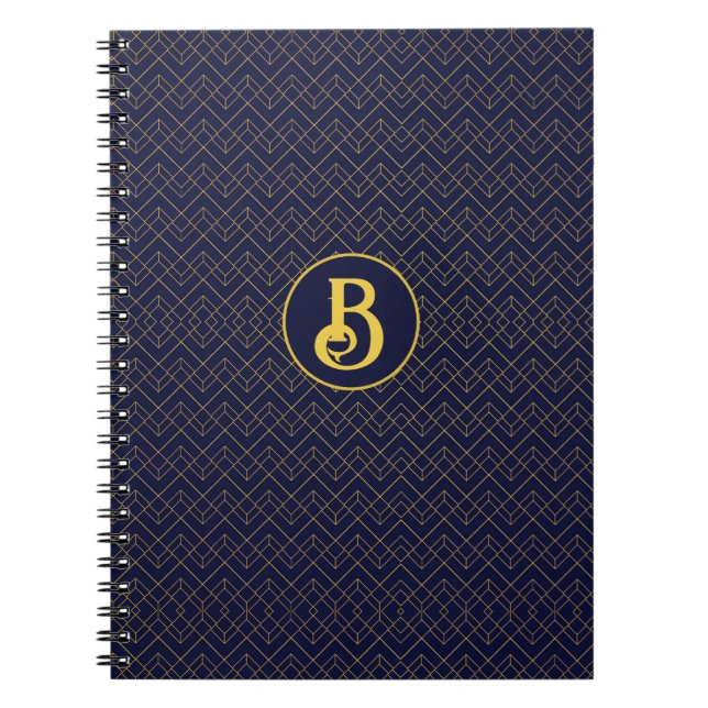 Art Deco Mit Monogramm Notizblock (Vorderseite)