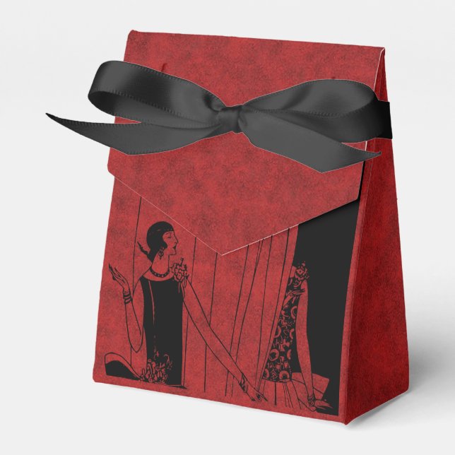 Art-Déco-Mode der 1920er Jahre: Rot und Schwarz Geschenkschachtel (Vorderseite)