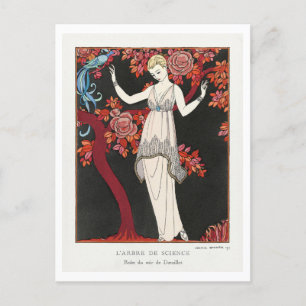 Art Deco Modeplatte Abend Gown by Barbier Postkarte