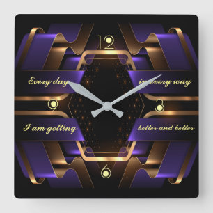 Art Deco modern mit Sprichwort Quadratische Wanduhr