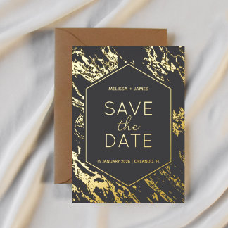Art déco moderne Faire-part de mariage hexagonal