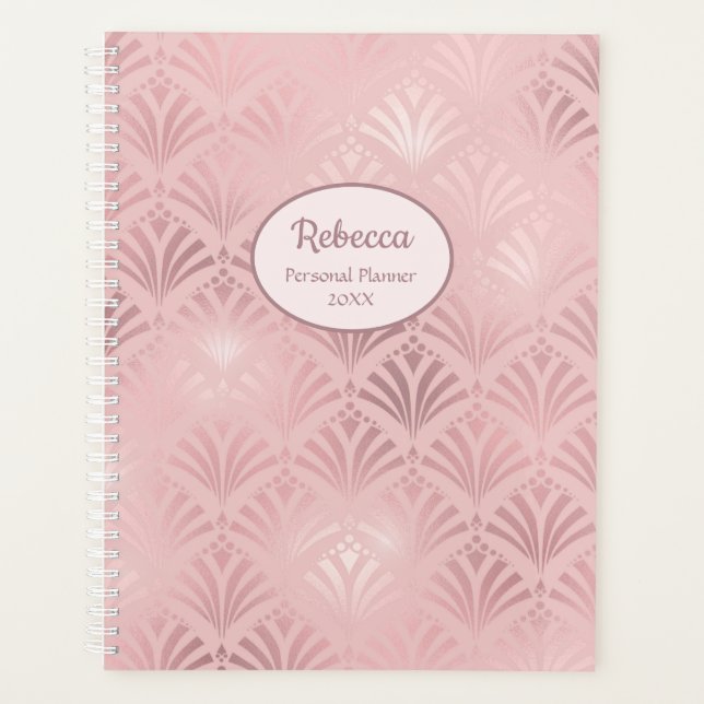 Art déco moderne Glam rose Personnaliser Nom Plani (Devant)