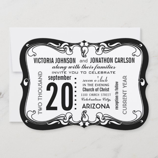 Art Deco Moderne Hochzeit Einladung (Vorderseite)