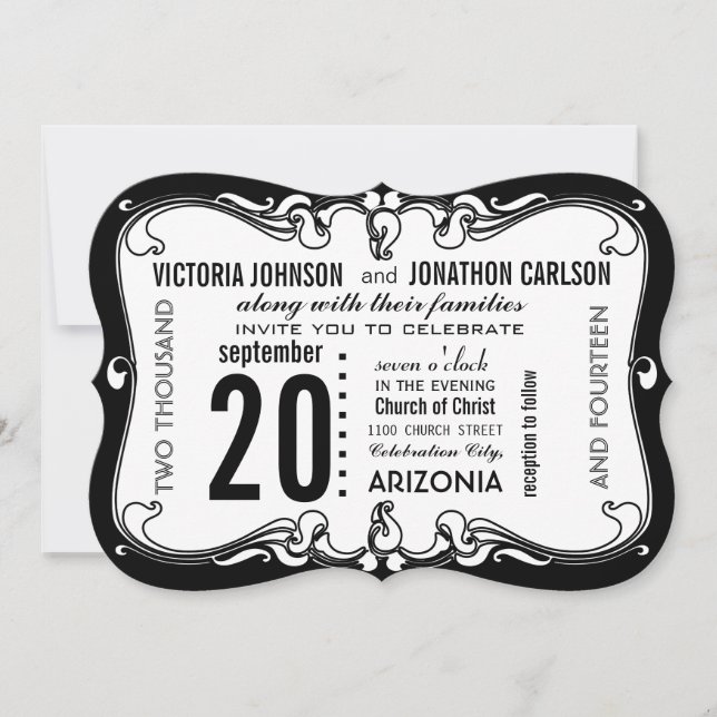 Art Deco Moderne Hochzeit Einladung (Vorderseite)