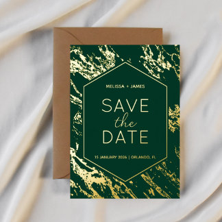 Art Deco Moderne Sechseck-Hochzeit - Rettet das Da Folieneinladung