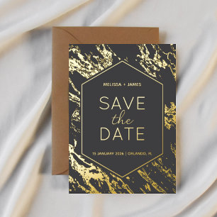 Art Deco Moderne Sechseckige Hochzeit - Heiratsant Folieneinladung