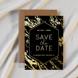 Art Deco Moderne Sechseckige Hochzeit - Termin vor Folieneinladung