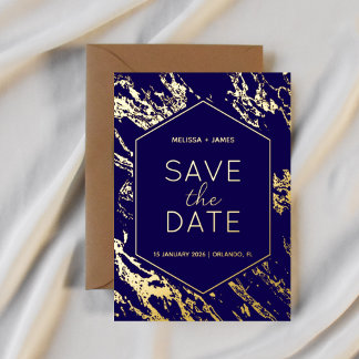 Art Deco Moderne Sechseckige Hochzeit - Termin vor Folieneinladung