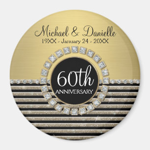 Art Deco Moderner, horizontaler Streifen Glitzer L Magnet