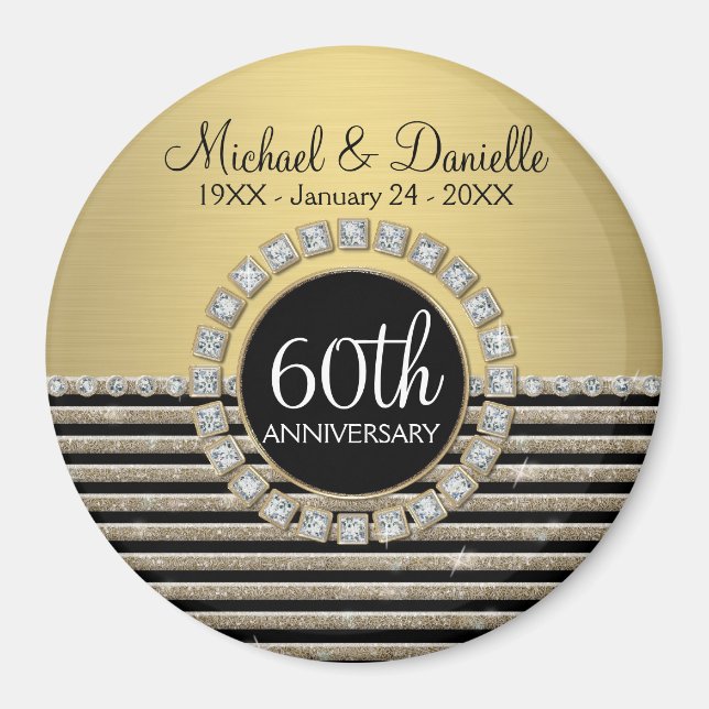 Art Deco Moderner, horizontaler Streifen Glitzer L Magnet (Vorne)