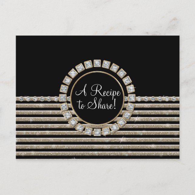 Art Deco Moderner, horizontaler Streifen Glitzer L Postkarte (Vorderseite)