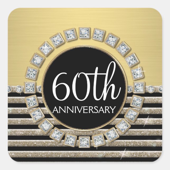 Art Deco Moderner, horizontaler Streifen Glitzer L Quadratischer Aufkleber (Vorderseite)