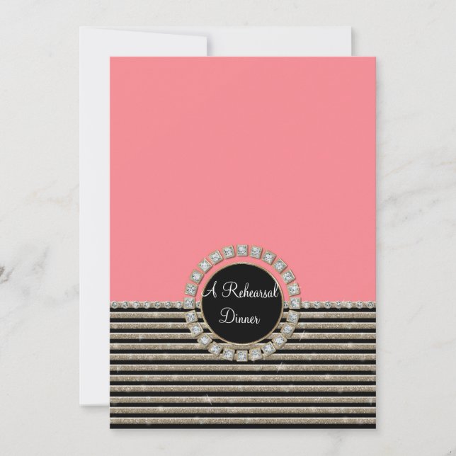 Art Deco Moderner, horizontaler Strip Glitzer Look Einladung (Vorderseite)