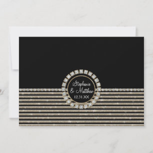 Art Deco Modernes, horizontal gestreiftes Hochzeit Einladung