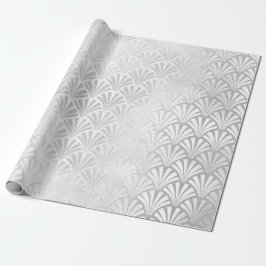 Art Deco Monochrom Silver Gray Scales Seashells Geschenkpapier