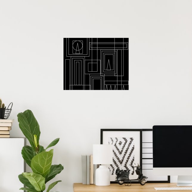 Art Deco Monochrome Print Poster (Heimbüro)