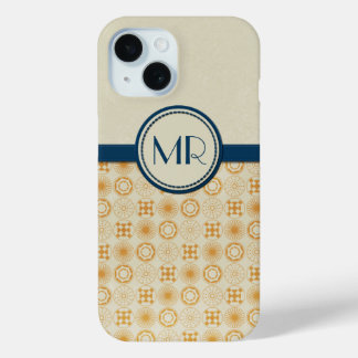 Art Deco Monogram Geometric Circles Orange | Blau Case-Mate iPhone Hülle