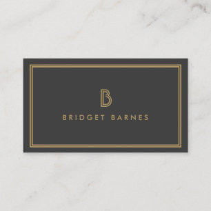 ART DECO MONOGRAM INITIAL LOGO in GOLD and GRAY Visitenkarte