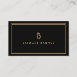 ART DECO MONOGRAM INITIALLOGIE IN GOLD UND SCHWARZ VISITENKARTE
