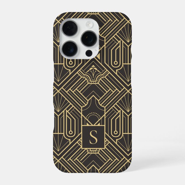 Art Deco Monogramm iPhone 16 Pro Hülle (Rückseite)