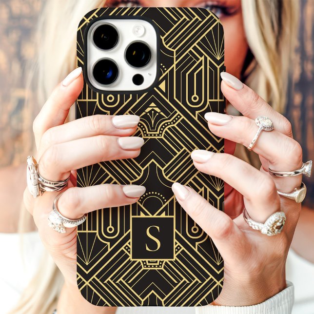 Art Deco Monogramm iPhone 16 Pro Hülle (Von Creator hochgeladen)