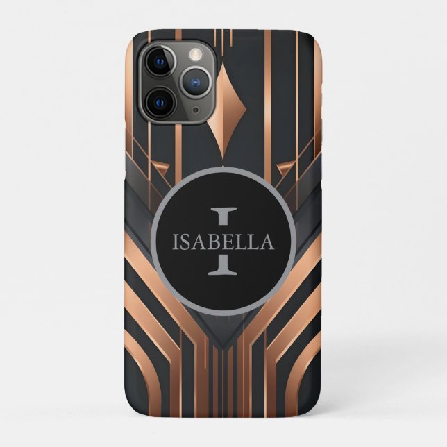 Art Deco Monogramm Kreis Namensdesign Case-Mate iPhone Hülle (Rückseite)