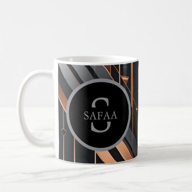 Art Deco Monogramm Kreis Namensdesign Kaffeetasse (Links)