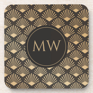 Art Deco Monogramm Muster im Stil von Gatsby Vinta Getränkeuntersetzer