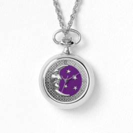 Art Deco Moon and Stars - Amethyst Lila & Silver Armbanduhr
