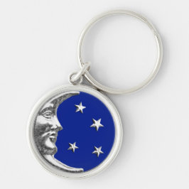 Art Deco Moon and Stars - Cobalt Blue und Silver Schlüsselanhänger