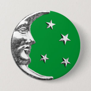 Art Deco Moon and Stars - Jade Green und Silver Button