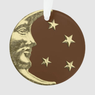 Art Deco Moon and Stars - Schokolade Braun & Gold Ornament