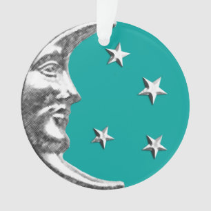 Art Deco Moon and Stars - Türkis & Silber Ornament