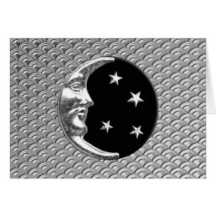 Art Deco Moon und Sterne - Schwarz und Silber