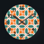 Art Deco Mosaic Runde Wanduhr<br><div class="desc">Diese Wanduhr hat ein Art Deko Design aus Hexagons,  Pentagons,  Quadraten,  diagonalen Linien,  die wie ein Mosaik aussehen.</div>