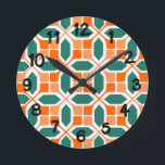 Art Deco Mosaic Runde Wanduhr<br><div class="desc">Diese Wanduhr hat ein Art Deko Design aus Hexagons,  Pentagons,  Quadraten,  diagonalen Linien,  die wie ein Mosaik aussehen.</div>