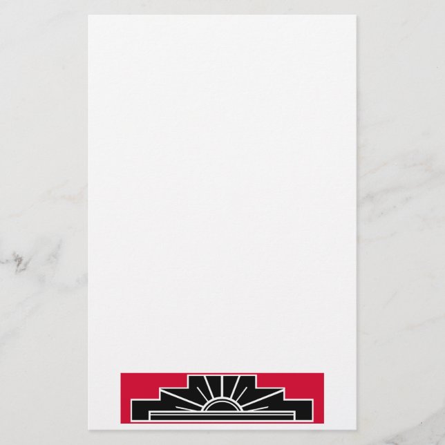 Art-Deco-Motif in B&W und Rot-Geschirr Briefpapier (Vorderseite)