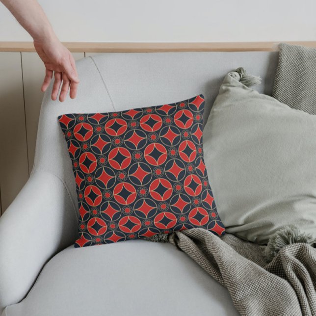 art déco motif n2 en rouge & noir coussin (Créateur téléchargé)