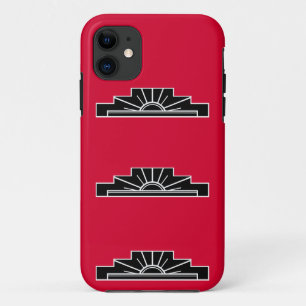 Art Deco-Motiv in Schwarz-Weiß und roter Hülle Cas