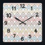 Art Deco Mountains Quadratische Wanduhr<br><div class="desc">Diese Wanduhr hat ein Deko-Design von oben nach unten in Retrofarben Orange,  aquamarin,  Gold,  Schwarz,  Rot,  Braun und Grau.</div>