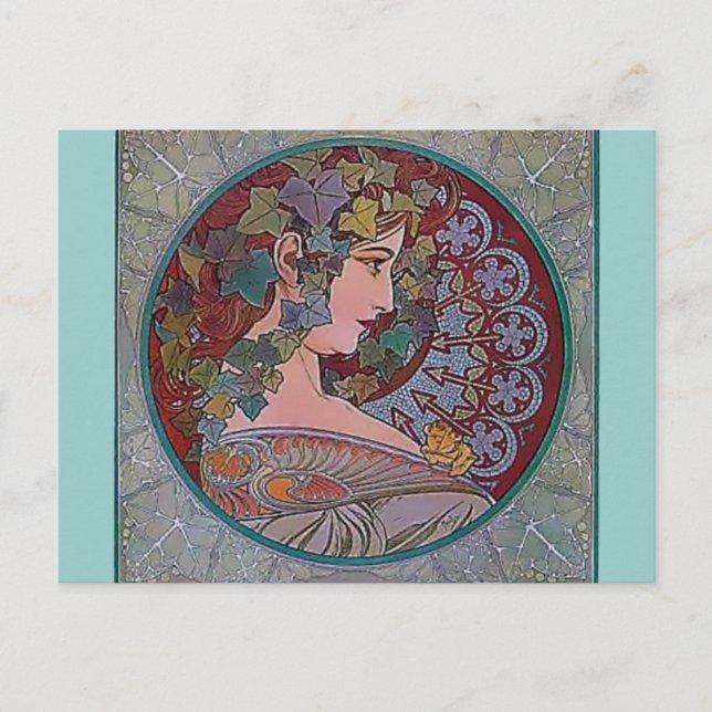 Art Deco Mucha Mosaik Postkarte (Vorderseite)