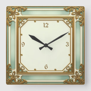 Art Deco Münze Quadratische Wanduhr