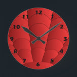 Art Deco Muschel Design Rote Uhr<br><div class="desc">Wall clock art deco design that you can customise with any text of your choice. Should you require any help with customising then contact us through the link on this page. Art deco wall clock.</div>