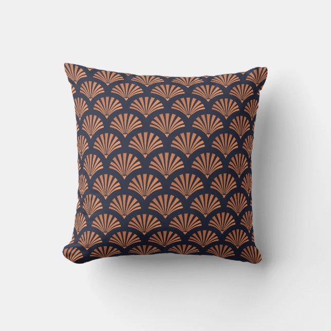 Art Deco Muschel Muster Kupfer Kissen (Vorderseite)