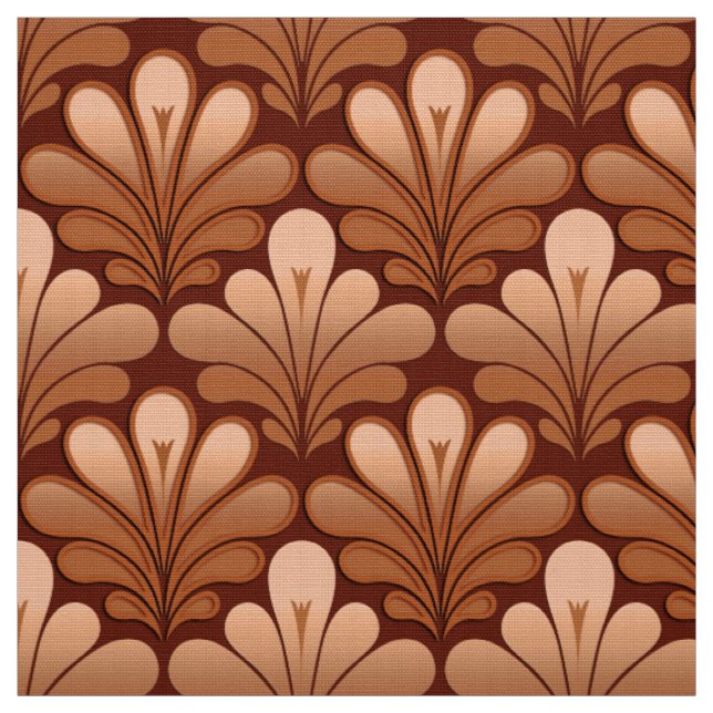 Art Deco-Muschel-Muster, Kupfer und Rostbraun Stoff (Muster)