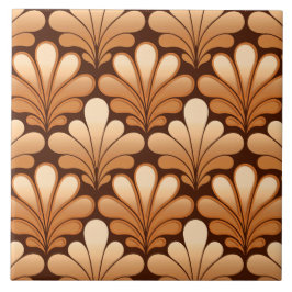 Art Deco Muschel Muster, Rose Gold und Dunkelbraun Fliese